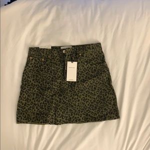 Premium denim leopard print skirt